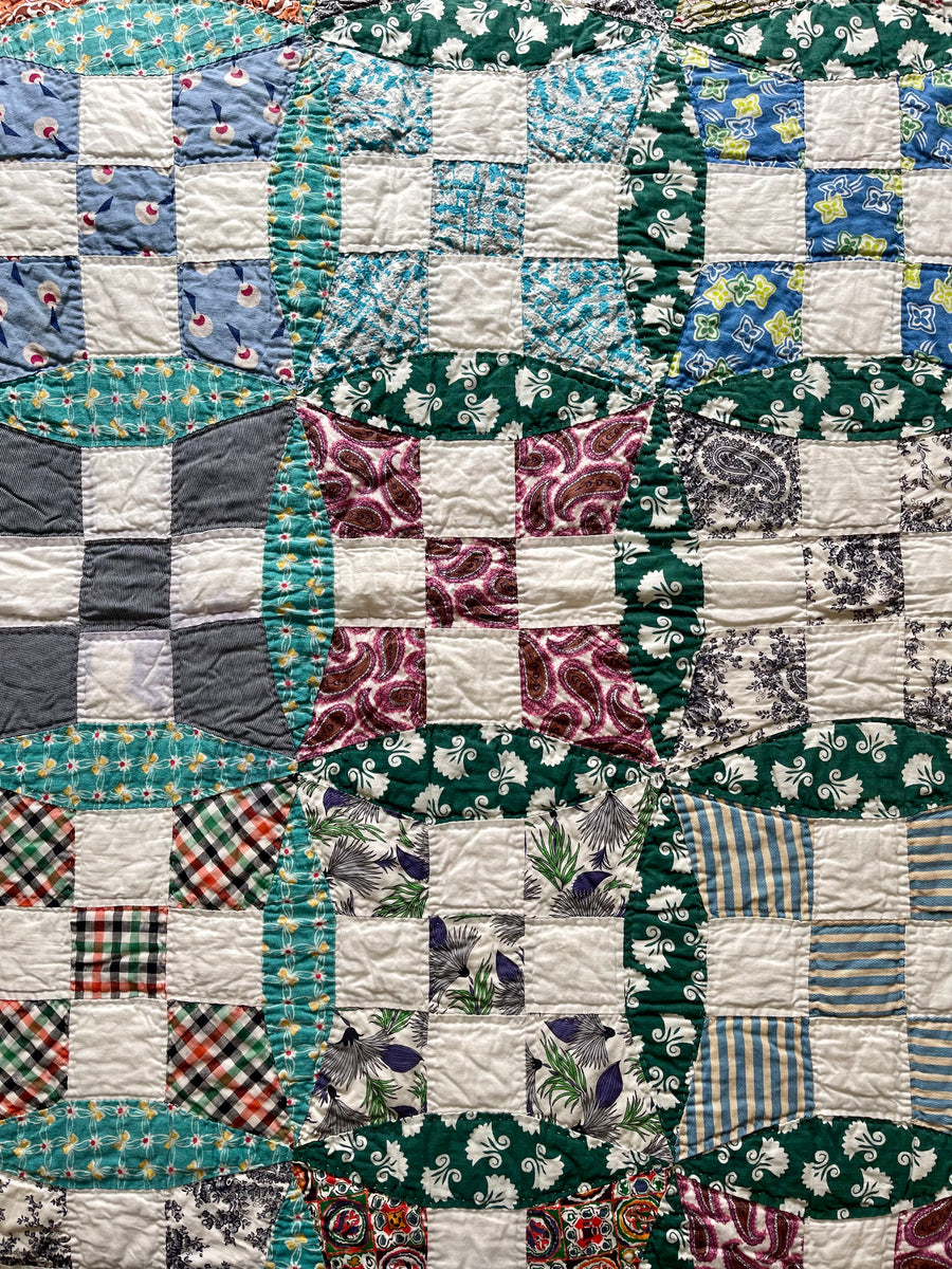 Glorified Nine Patch Vintage Quilt Throw Midland